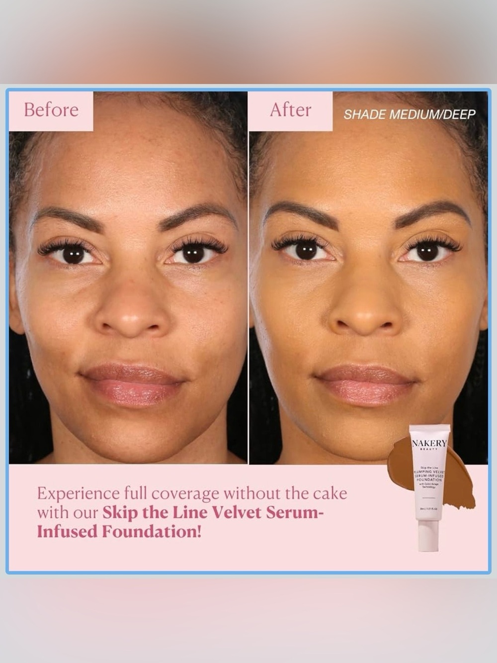 Nakery Skip the Line Plumping Velvet Serum Foundation Shade Deep 30ml New in Box - Picture 3 of 4